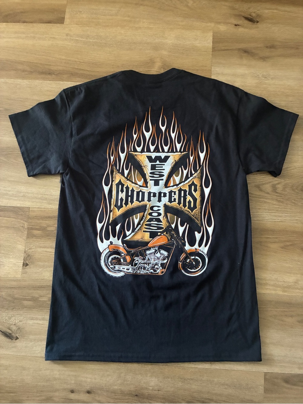 West Coast Choppers Flame Motorcycle Graphic T-Shirt Black Adult Medium NWOT